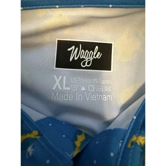 Waggle Blue Golden Bear Print Short Sleeve Golf‎ Polo Tour Soft Touch New Sz XL - Picture 8 of 8